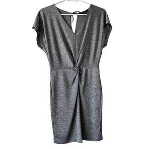 Dynamite Grey Twist Front Bodycon Knit Dress - V-Neck Cap Sleeve formal Size XS